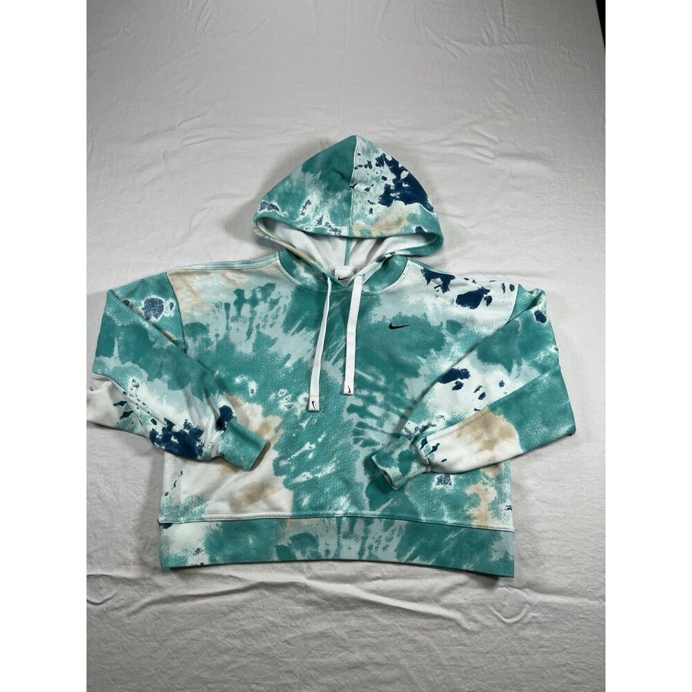 Nike Women’s Get Fit Training Tie-Dye Hoodie XS Green White Cropped Oversized